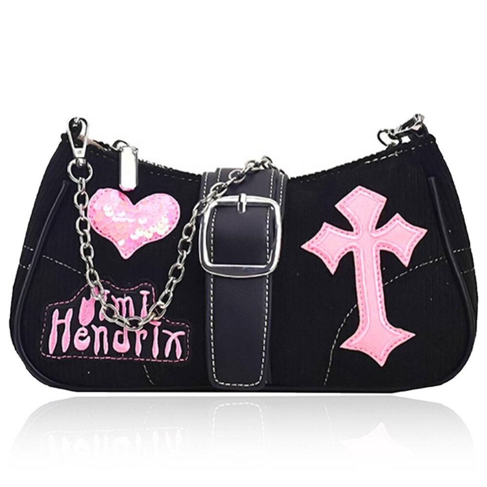 Y2K Retro Crossbody Bag Punk Style Leather Clutch Purse Vintage Accessories